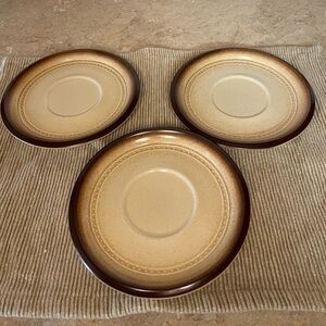 Elegant Brown and Tan Stoneware Saucers
